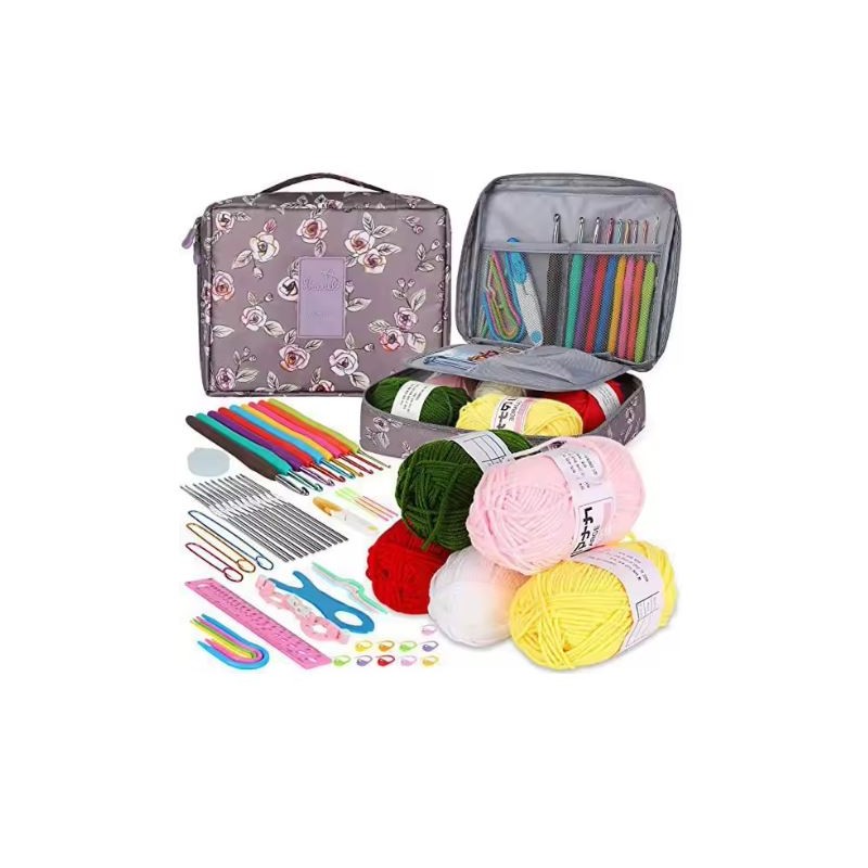 58-Piece Crochet Starter Kit for DIY Yarn Projects – Blue