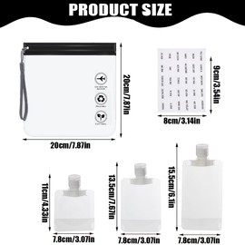 OUDQFCJ Pack of 12 Travel Set, Waterproof and Leak-Proof 1 Litre Bag, Lotion Packaging Bag, Transparent Airport Approved Travel Bag Plane, Travel Gadgets (Black)