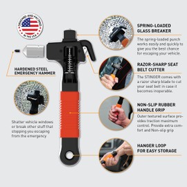 Stinger Super Duty Car Emergency Escape Tool, Hardened Carbon Steel Vehicle Safety Hammer, Spring Loaded Window Breaker, Razor Sharp Seat Belt Cutter, Life-Saving Rescue Tool (Orange + Black)