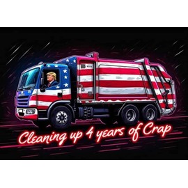 QualityPerfection Slim Can Cooler Sleeves, (6 units) Flag Beer/Energy Drink Skinny 12 oz 4mm Thick Neoprene Can Holder Trump 2024 (Cleaning Up 4 Years of Crap)