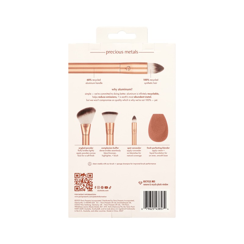 EcoTools Precious Metals Face Blend & Sculpt Set, Makeup Brush