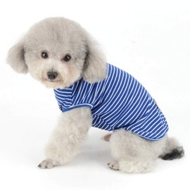 SMALLLEE_LUCKY_STORE Basic Pet Knitted Cotton Striped Tee Shirt for Small Dogs Cats Boy Girl Puppy Sleeveless T Shirt Vest Soft Chihuahua Summer Clothes,Blue,XL
