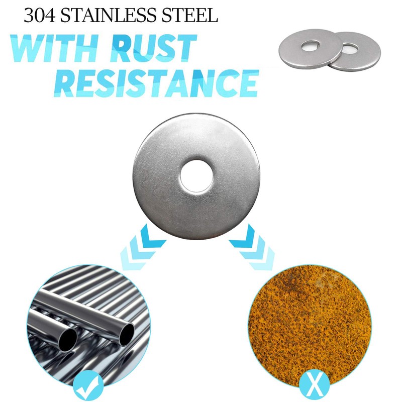 1/4" x 1" OD Stainless Fender Flat Washer,18-8 (304) Stainless