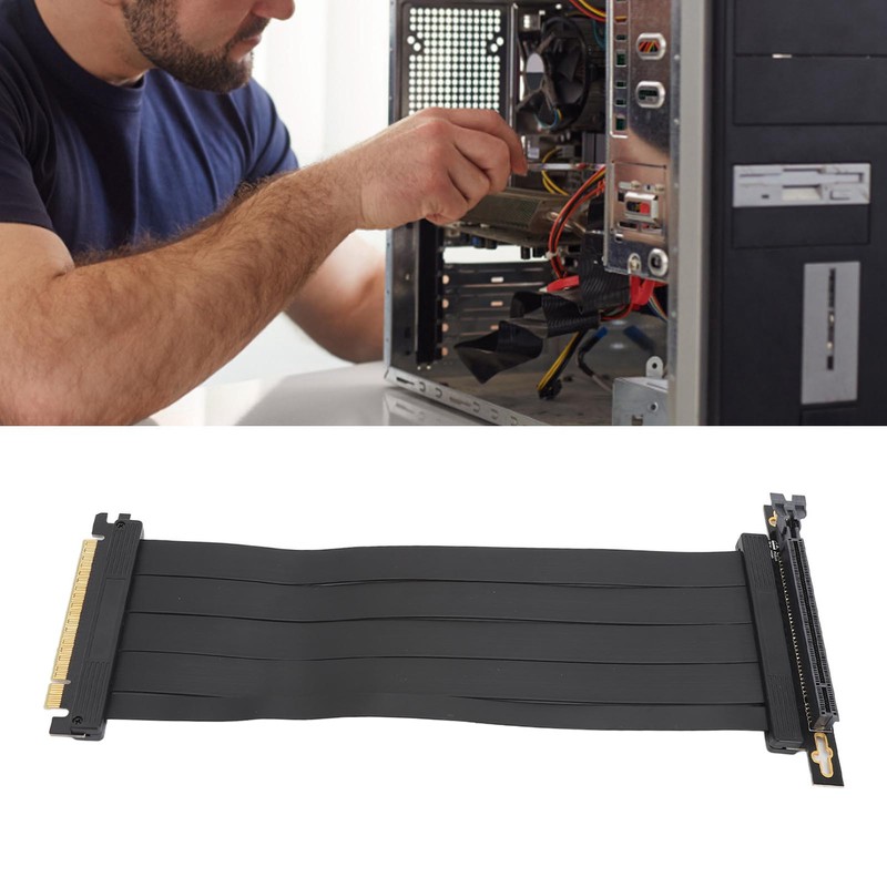 PCIE4.0 X16 Riser Cable 9.8in Length Right Angle High Speed