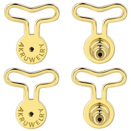 AKRUWELRY Earring Lifter Backs for Droopy Ears, 4PCS Durable T Shape Earring Support Backing for Heavy Earrings Large Locking Backers Replacements for Studs Pierced Backs for Sagging Ear,18K Gold