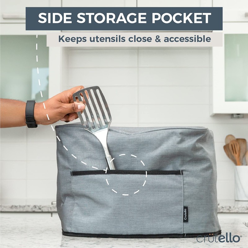Crutello Indoor Grill Cover with Storage Pockets Compatible with Ninja