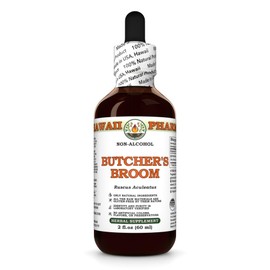Hawaii Pharm Butcher's Broom Alcohol-Free Extract, Glycerite for Circulatory Support, Promotes Comfort, Reduces Swelling, Eases Lightheadedness, Supports Balance & Stability - 2 fl.oz