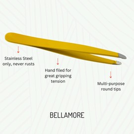Round Tip Tweezers, Stainless Steel, Chin Hair Lash removal (Pineapple Yellow)