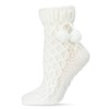 MeMoi Pom Cross Sherpa Top Lined Lounge Sock Ivory One