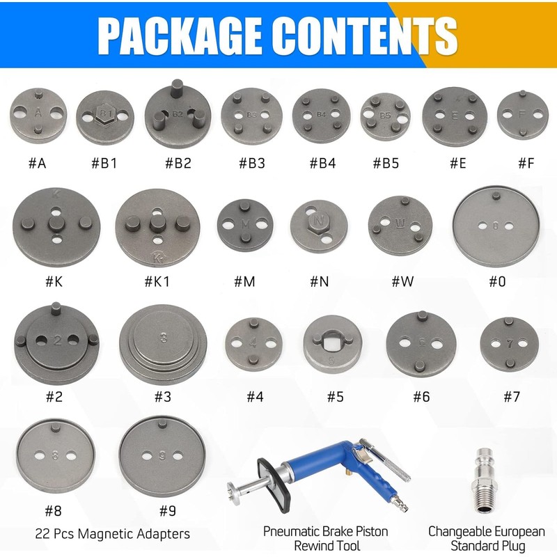24PCS Pneumatic Brake Caliper Piston Wind Back Compression Spreading Tool
