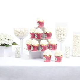 Pink Twinkle Twinkle Little Star - Baby Shower or Birthday Party Cupcake Wrappers - Set of 12