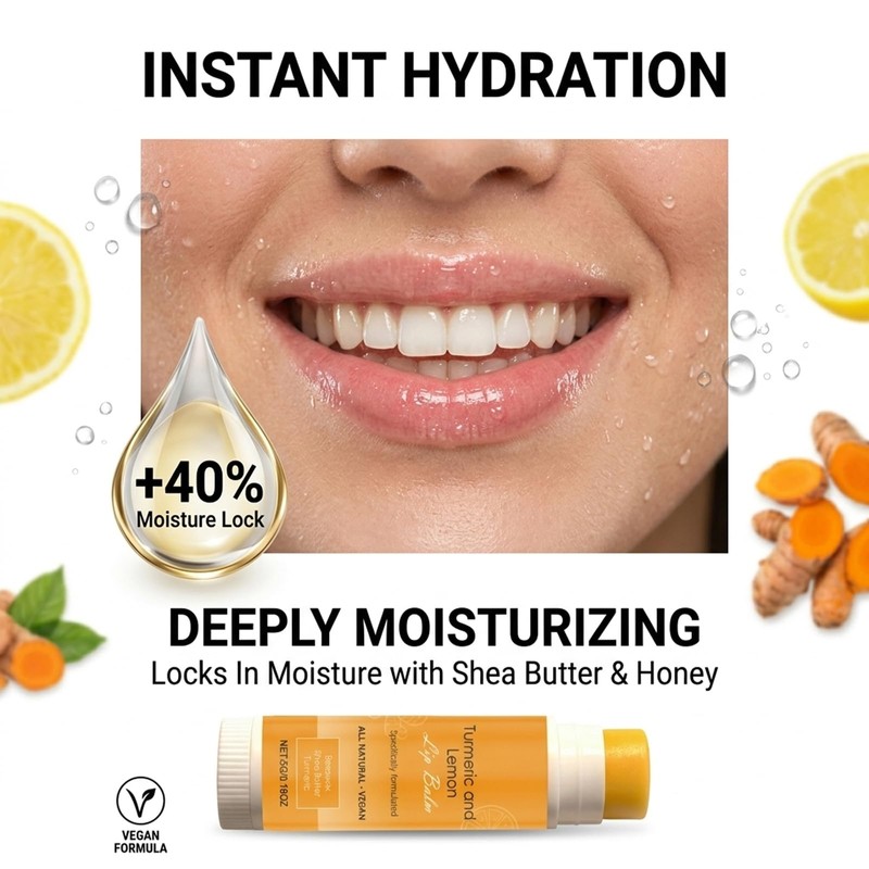 Lemon Turmeric Lip Balm - Lip Lightening for Dark Lips,