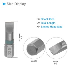 CoCud Slotted Screwdriver Bits, 6mm Head 25mm Length 1/4" Hex Shank, Steel Flat Head Screwdriver Bit - (Applications: for Automobile Repair), 8-Pieces