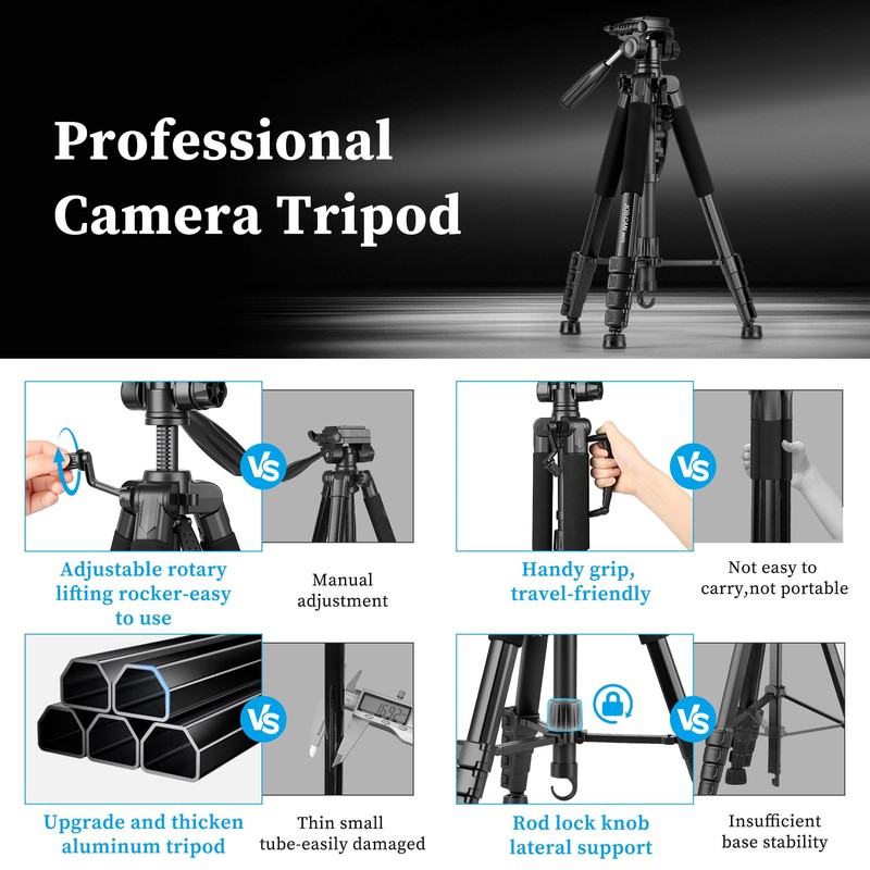 JOILCAN Tripod Camera Tripods, 74" Tripod for Camera Phone Video