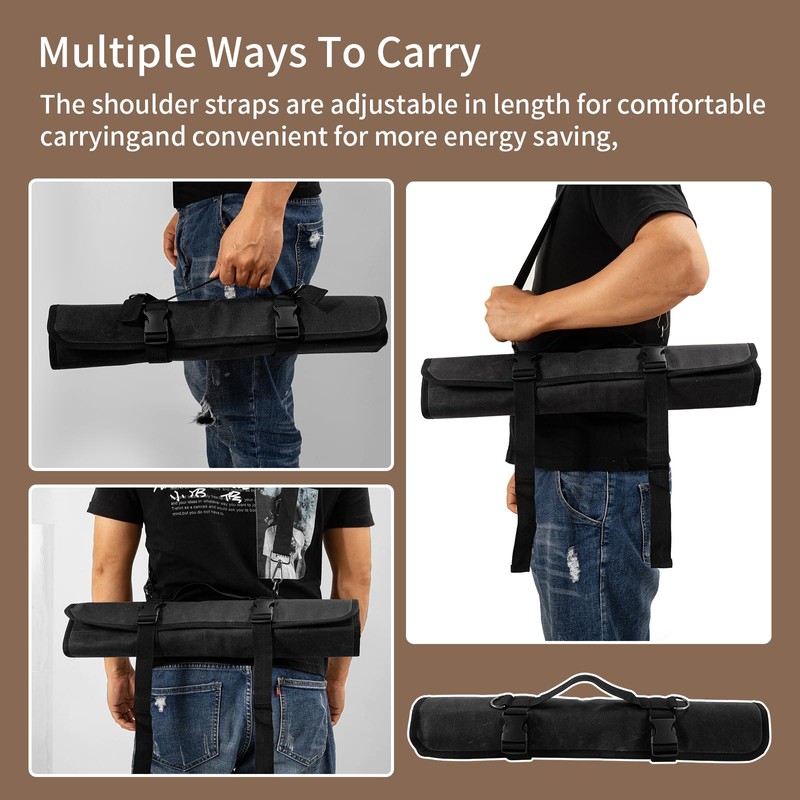 Chef Knife Roll Bag,Waxed Canvas chef bag with 18 Slots