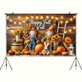 HOMETITUTE Fall Thanksgiving Backdrop Banner 71x43 Inchs Scarecrow Pumpkin Party Decorations Banner Outdoor Yard Banners Fall Thanks Harvest Photograph Party Supplies for Autumn Decor