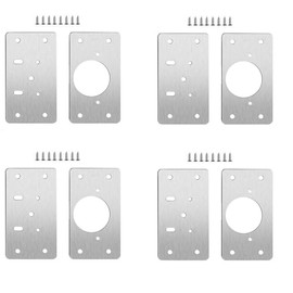 Dihl 4 Sets Cupboard Door Hinge Repair Plates with Screws, Stainless Steel Kitchen Cabinet Furniture Wardrobe Repair Plate Kit, 4 Pairs, 8 Plates, 44x90mm
