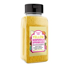 Unpretentious Yellow Nonpareils,1lb, Dessert Topping, Bright Yellow Color, Round Sprinkles