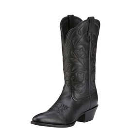Ariat Womens Heritage R Toe Western Boot Black Deertan 6 Wide