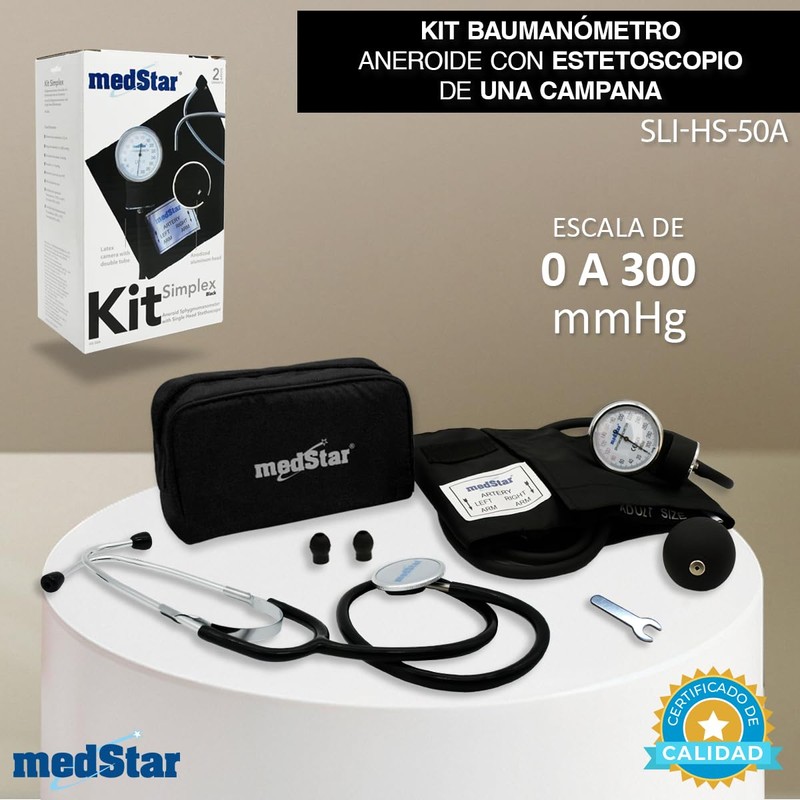 MEDSTAR | Kit Baumanómetro Aneroide con Estetoscopio de una Campana
