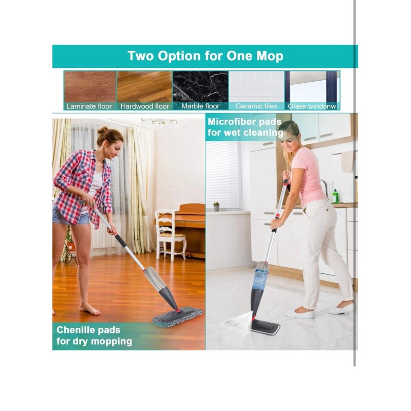 Spray Mop for Floor Cleaning with 3pcs Washable Pads Wet