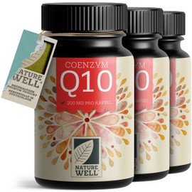 NatureWell Q10 Kapseln hochdosiert 120x mit 200mg Coenzym Q10 pro Kapsel, hochwertiges Coenzym Q10 vegan aus Fermentation, ohne unerwnschte Zus?tze, 12 Monats-Vorrat - NatureWell