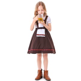 Faltern German Costume Girls Oktoberfest Costume Kids Brown Bavarian Dirndl Outfit Dress for Girls Oktoberfest Dress Kids