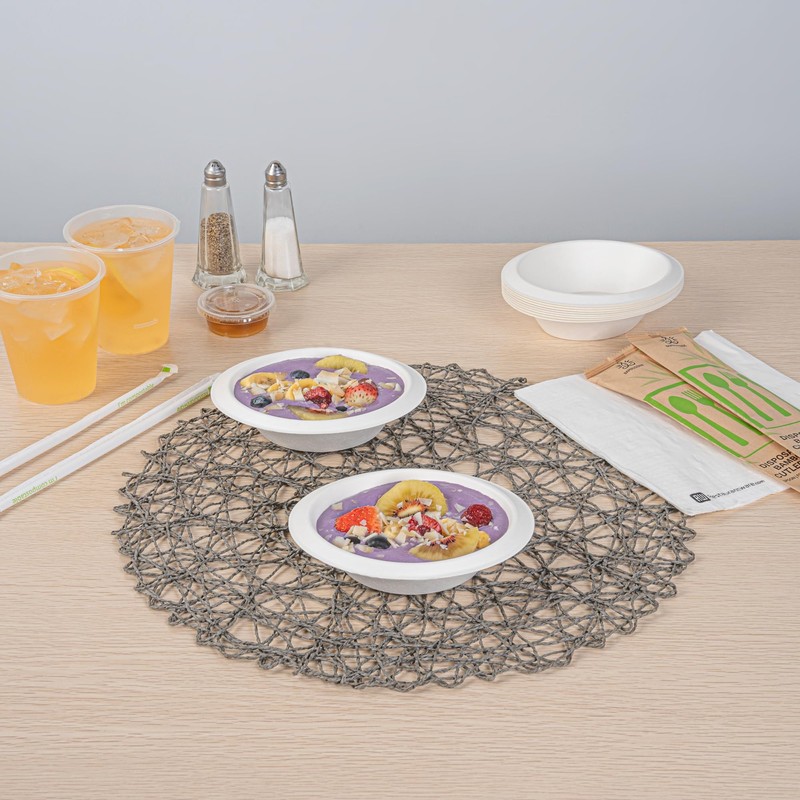 Pulp Safe No PFAS Added 7 oz Oval White Sugarcane/Bagasse