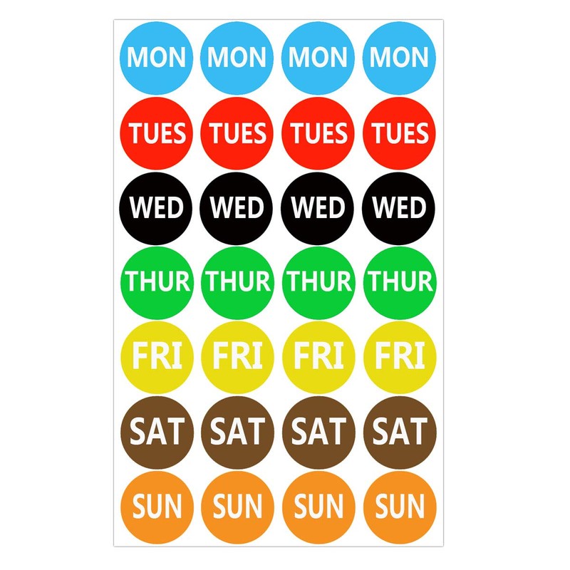 Remarkable 7 Days of The Week Labels Color Coding Dot