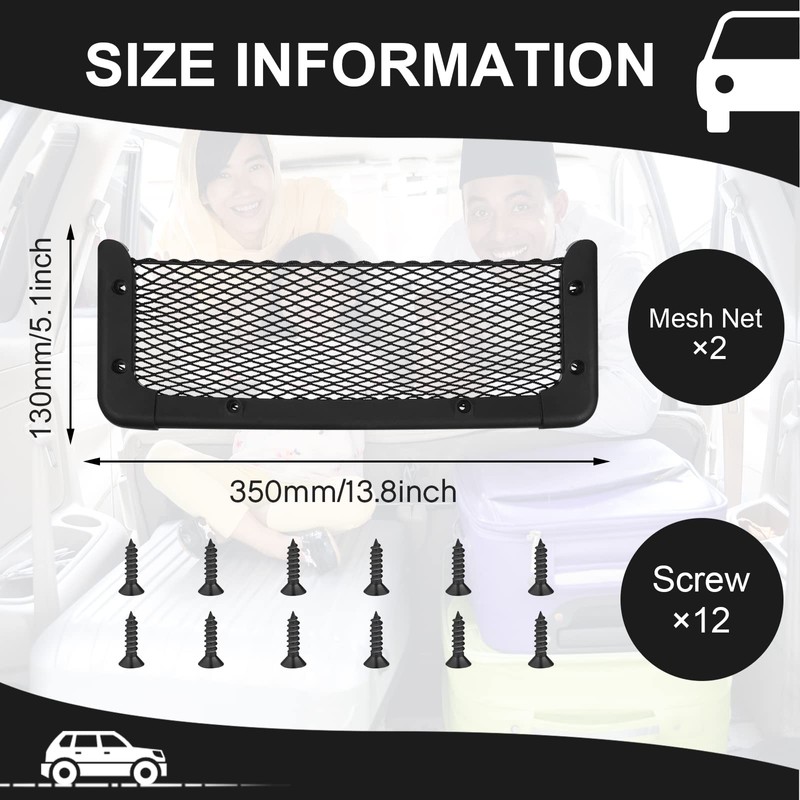 Frienda 2 Pcs ABS Plastic Frame Car Storage Net Bag