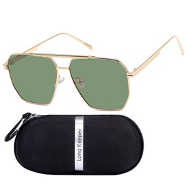 Long Keeper Polarised Sunglasses for Women Men Retro Square Pilot Sunglasses Oversized Metal Frame Classic Vintage Sun Glasses UV400 Protection
