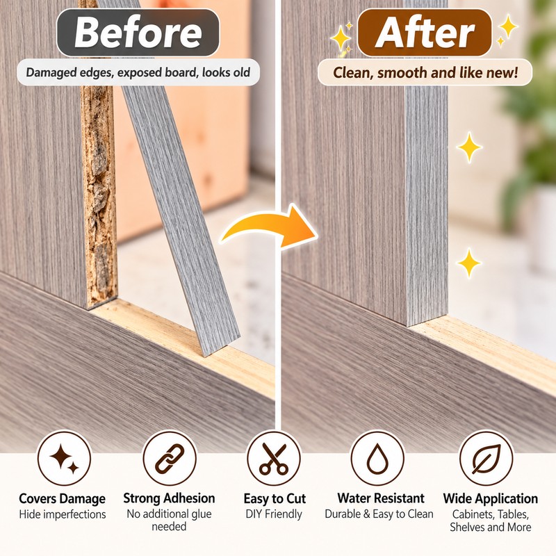 1Roll 3meter/5m Furniture Edge Banding,self-adhesive Repair Strip,PVC Decorative Sticker,plywood Thickened