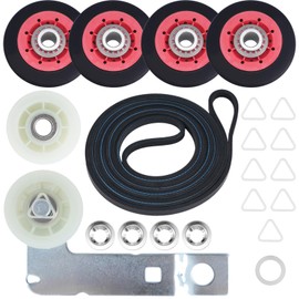 Dryer Idler Pulley Kit Drum Roller Repair Kit May-tag MEDX655DW1/MEDB765FW0/MEDB835DW4/MEDB835DW3/MEDC215EW1/MEDB855DC4/MED5500FW1/MGD5500FW0 Belt Replacement.