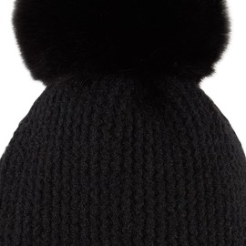 Hadley Wren Women's Plush Knit Pom Beanie, Black, One Size