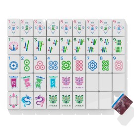 PANDATIME US Local Delivery 160 Tiles American Mahjong Set with Carved Acrylic Tiles and Lightweight Storage Bag Mahjong for Families PlaySize: 3.2cmX2.4cmX1.6cm