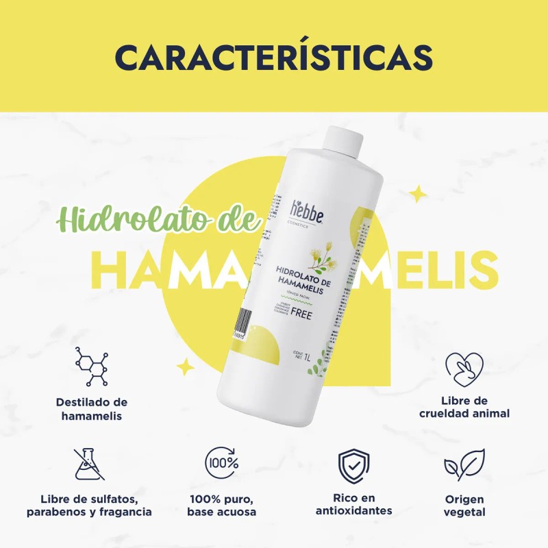 Tónico Facial Hebbe Cosmetics Hamamelis Piel Mixta Hidratante Natural