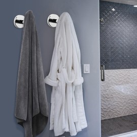 NearMoon - Ganchos para toallas de baño, soporte de gancho de acero inoxidable SUS 304, gancho de chamarra resistente para baño, sala de estar, hotel, cocina, cochera, montado en la pared (acabado
