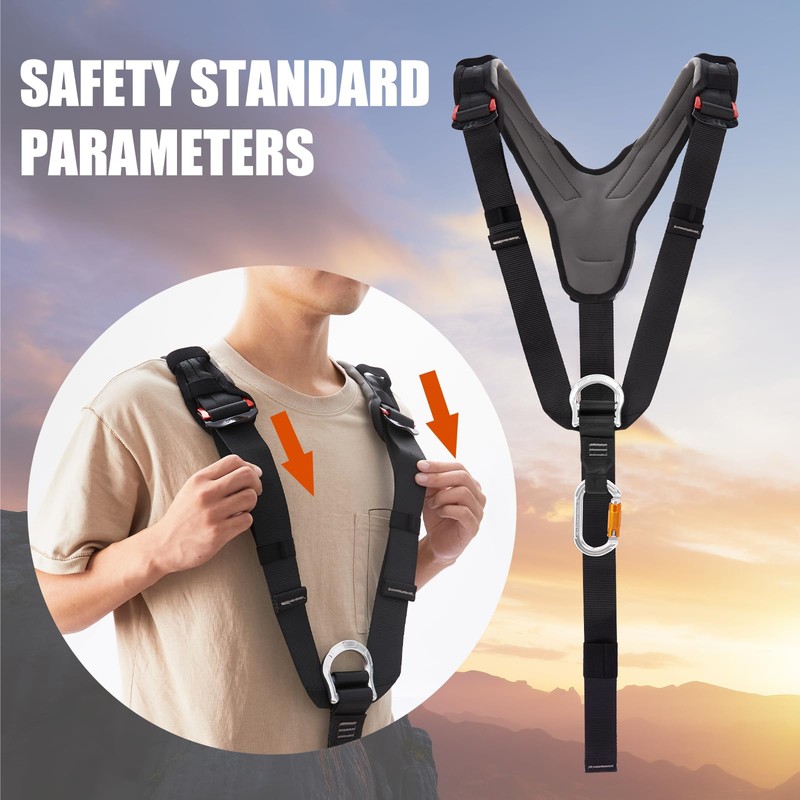 SOB Climbing Harness Shoulder Harness, Adjustable Shoulder Harness with Carabiner,