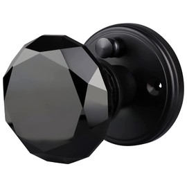 Balin Designs Crystal Doorknobs - Matte Black, Round Glass Privacy Doorknobs - Interior Antique Crystal Decorative Doorknobs Set with Lock Latch - Perfect for Bathroom and Bedroom
