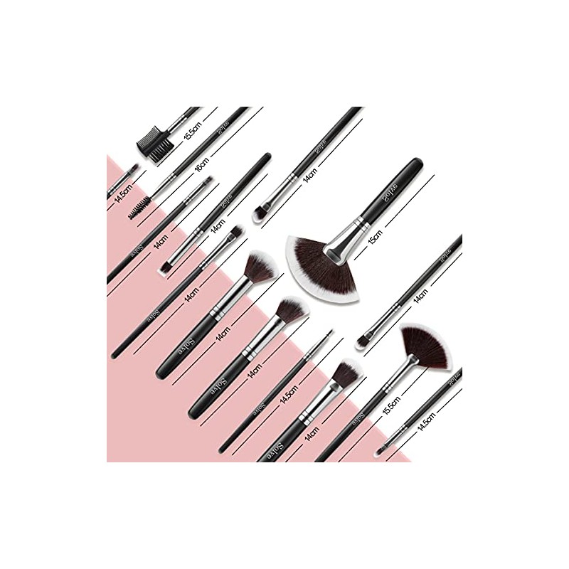 Solve Juego Brochas Maquillaje Piezas Pinceles Profesionales Mango Madera Base
