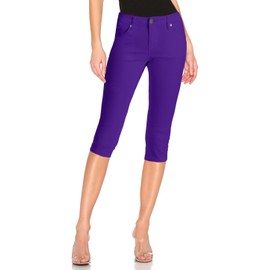 Hybrid & Company Women's Butt Lift Super Comfy Stretch Denim Capri Short Jeans Q43308 Purple 5