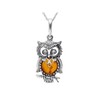 Milena necklace Silver and Amber Owl Small