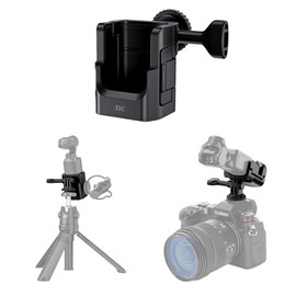 JJC 3-in-1 Expansion Adapter for DJI Osmo Pocket 3, Pocket3 Tripod Mount & Hot Shoe Camera Extender Converter, 1/4-20 Stick Handle Bracket Accessories, with Action Camera Port & Cold Shoe Holder