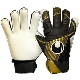 uhlsport Practice Soccer GK Keeper Gloves Powerline Elite Starter Soft 1011312 02 5 BlackxGoldxWhite