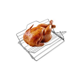 Kofebe Chicken Roasting Rack, Adjustable Grill Rack for Oven, Stainless Steel V-Shaped Turkey Roaster Stand for Grilling Picnic Camping