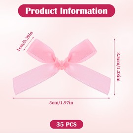 35Pcs Mini Pink Ribbon Bows, Cute Small Satin Fabric Ribbon Bow for Crafts, Tiny Bowknot Sewing Accessories for Flowers Bakery Wrapping, Christmas Wedding Birthday Party, Gift Box Decoration 2 Inch