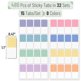 Mr. Pen- Sticky Index Tabs, 480 Pcs, Pastel Sticky Tabs for Notebooks, Page Markers