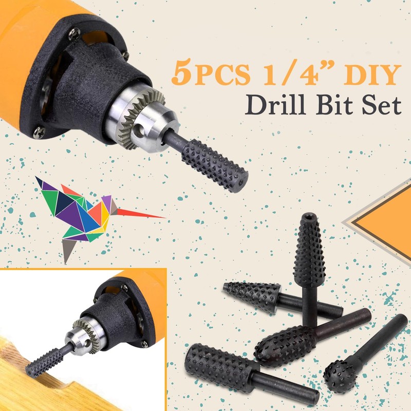 KOLIBROX 1/4'' DIY Drill Bit Set - Precise Carpentry Tools