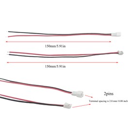 20 Pair JST-PH 2.0 Male and Female 2Pins Connector Cable, 2Pins 2.0mm Pitch 15cm 26AWG Wire Connectors