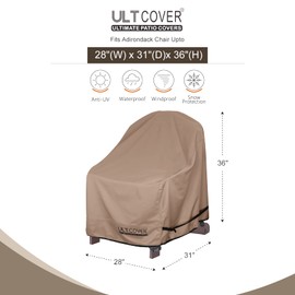 ULTCOVER Waterproof Patio Adirondack Chair Cover 2 Pack for Outdoor Chair Size Upto 28W x 31D x 36H inch